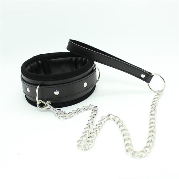 Collar con Correa de Metal e Interior Acolchado Negro - Imagen 2