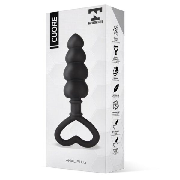 Cuore Plug Anal Silicona Negro - Imagen 2