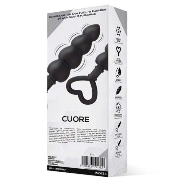 Cuore Plug Anal Silicona Negro - Imagen 3