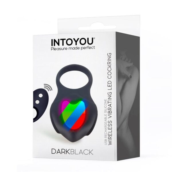 Darkblack Anillo Vibrador con Led Control Remoto USB Silicona - Imagen 2