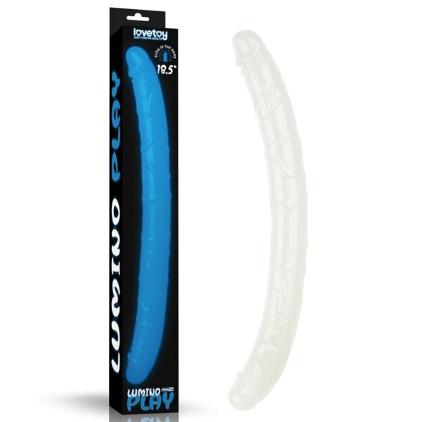 Dildo Doble Lumino Luz Azul 18.5