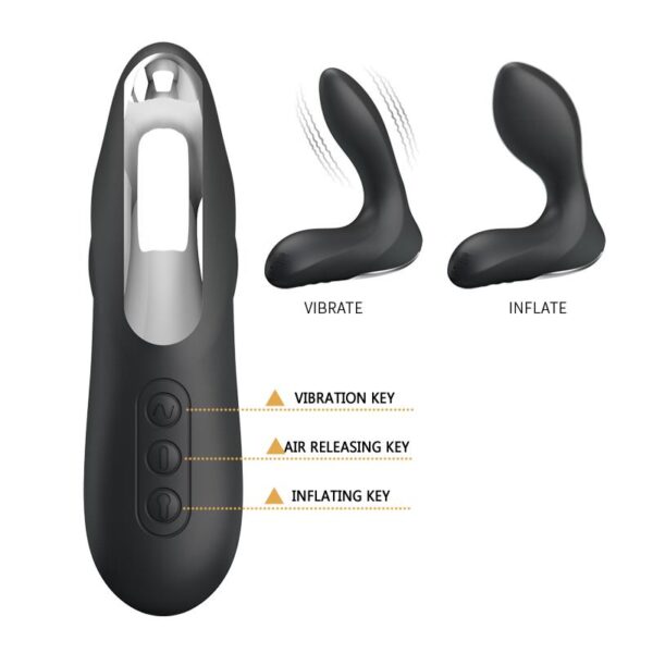 Estimlador Anal Inflable Leonard Silicona USB Negro - Imagen 3