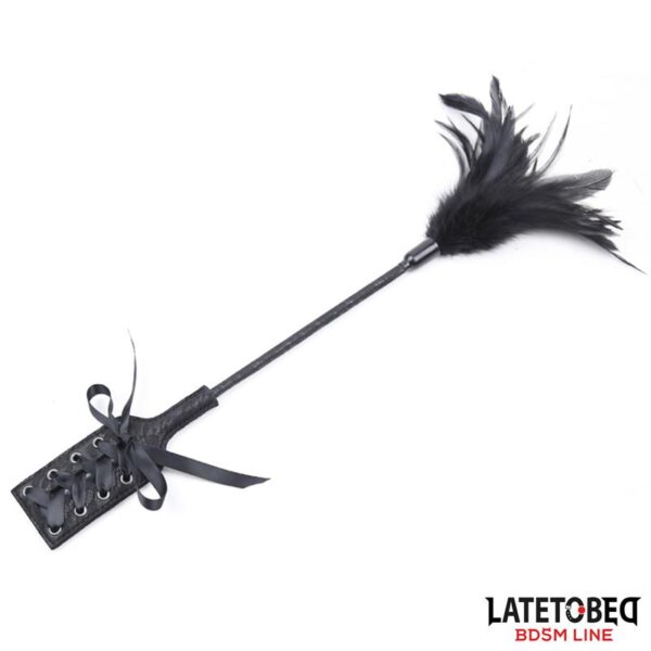 Multi Feathers Tickler and Lace Ribbon Paddle Comb - Imagen 2