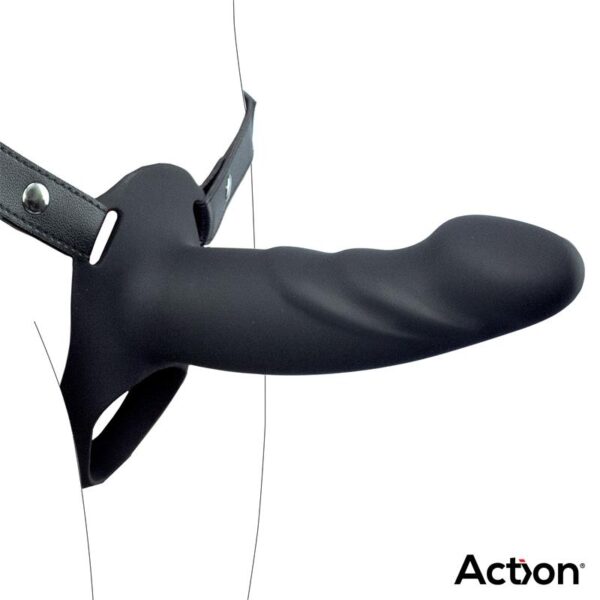 Arnés Strap-on con Dildo Hueco Silicona Premium Talla L Negro - Imagen 4