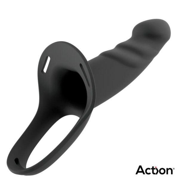 Arnés Strap-on con Dildo Hueco Silicona Premium Talla L Negro - Imagen 5