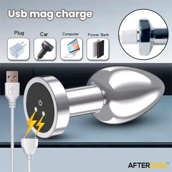 Dimpor Plug Anal Cromado con Vibración USB Magnético Talla L - Imagen 8