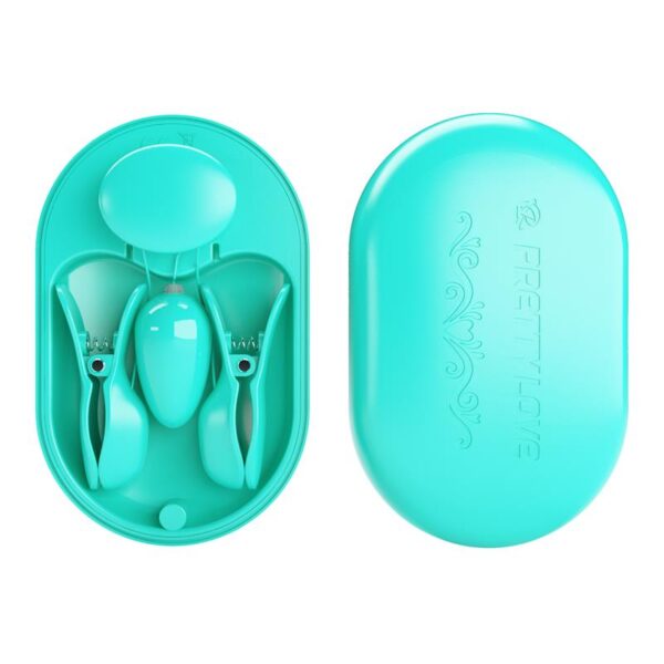 Surprise Box Huevo Vibrador y Pinzas para Pezones con Electro Estimulación Azul - Imagen 5