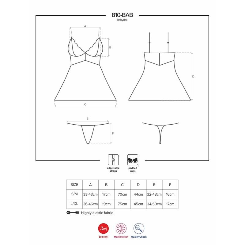 810-BAB-2 Babydoll y Tanga Color Blanco - Imagen 3