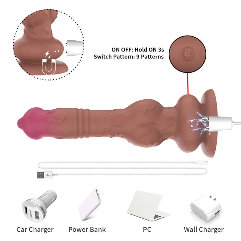 Dildo con Vibración y Movimiento Thrusting 22.5 cm - Imagen 7