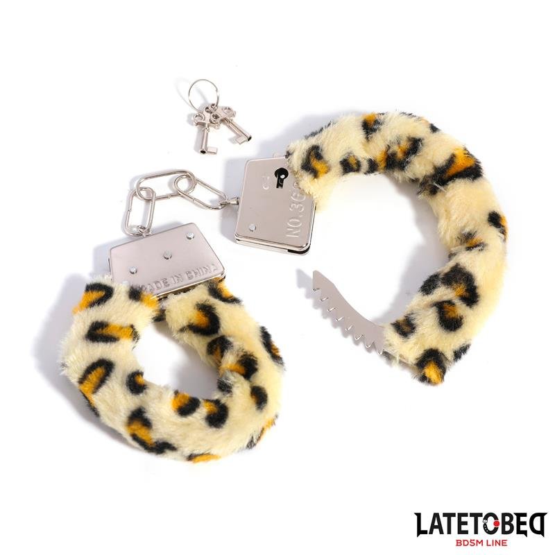 Esposas de Metal Furry con Pelo Animal Print Leopardo - Imagen 8