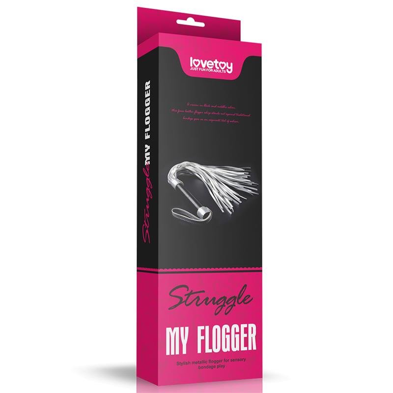 Flogger Cuero Sintético Plateado y Negro - Imagen 5
