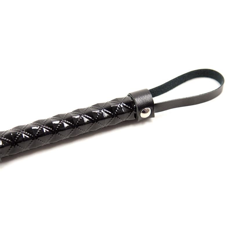 Flogger Patrón de Diamante y Mango de Metal 39 cm Negro - Imagen 3