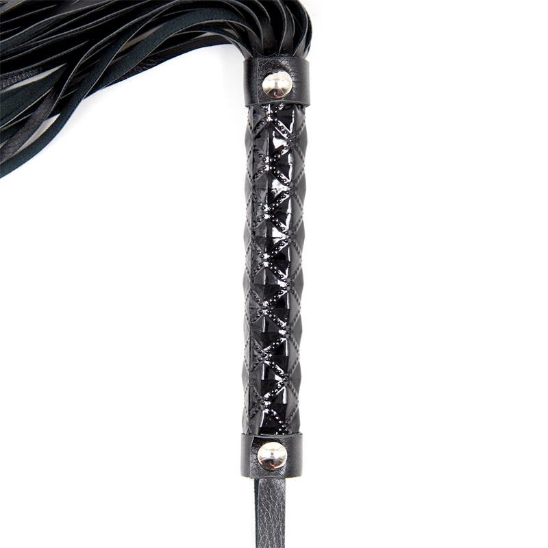 Flogger Patrón de Diamante y Mango de Metal 39 cm Negro - Imagen 4