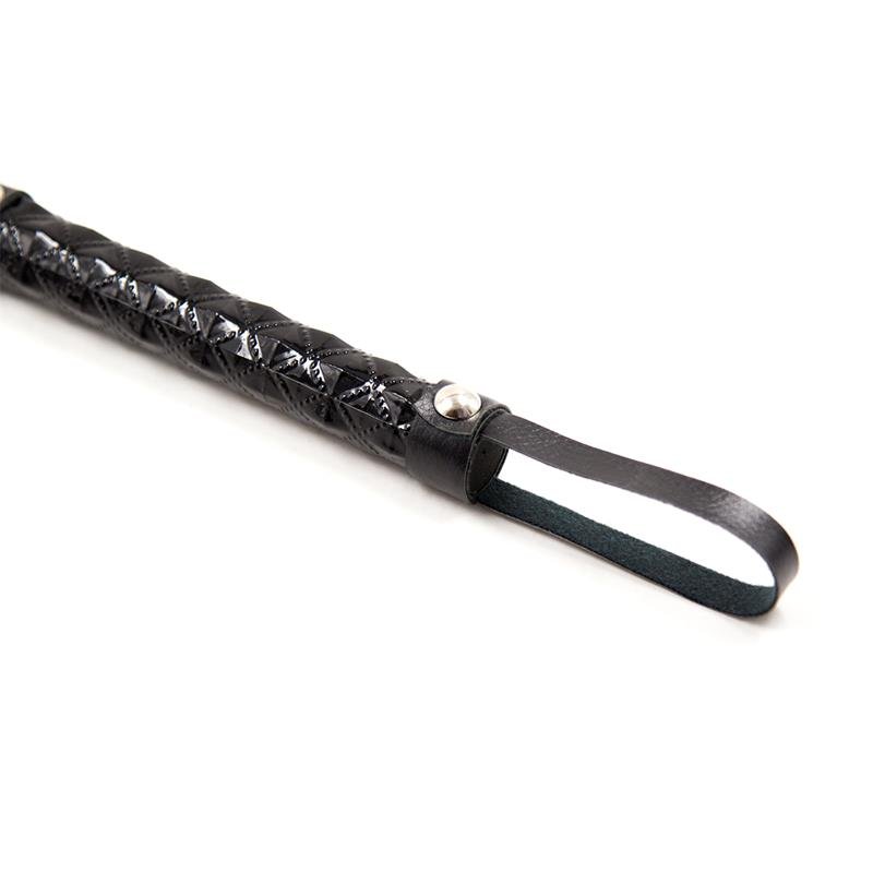 Flogger Patrón de Diamante y Mango de Metal 39 cm Negro - Imagen 6