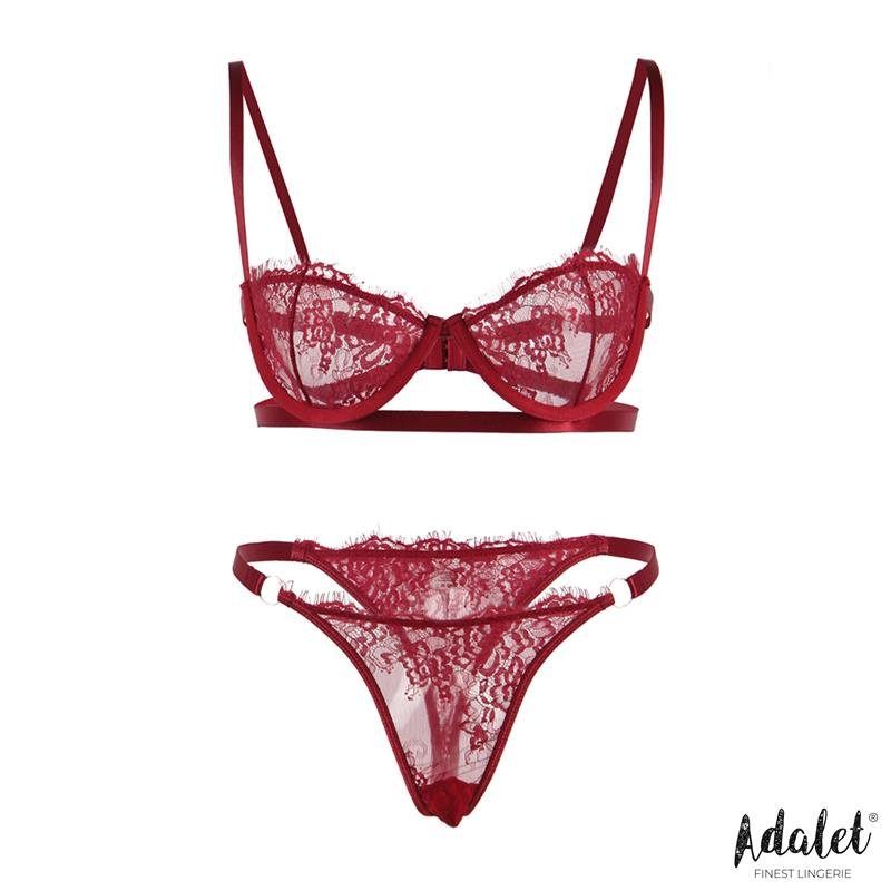 Mia Set Sujetador y Tanga de Encaje Burgundy - Imagen 3